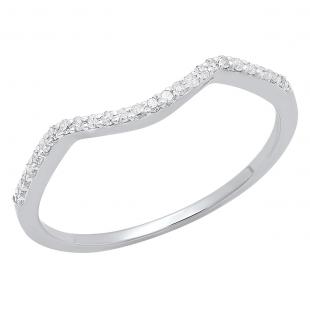 0.12 Carat (ctw) Sterling Silver Round Cut White Sapphire Ladies Anniversary Wedding Stackable Band Contour Guard Ring