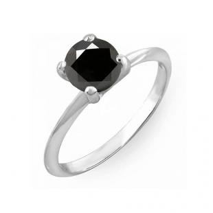 0.50 Carat (Ctw) Sterling Silver Round Black Diamond Ladies Bridal Engagement Solitaire Ring 1/2 CT