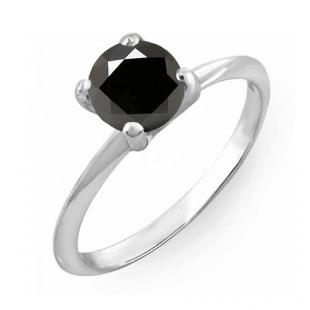 0.75 Carat (Ctw) Sterling Silver Round Black Diamond Ladies Bridal Engagement Solitaire Ring 3/4 CT