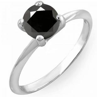 2.00 Carat (Ctw) Sterling Silver Round Black Diamond Ladies Bridal Engagement Solitaire Ring 2 CT