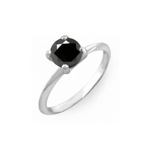 0.25 Carat (Ctw) 10K White Gold Round Black Diamond Ladies Bridal Engagement Solitaire Ring 1/4 CT