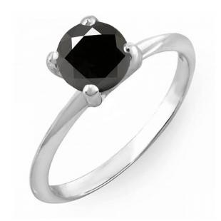 1.00 Carat (Ctw) 10K White Gold Round Black Diamond Ladies Bridal Engagement Solitaire Ring 1 CT