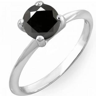2.50 Carat (Ctw) 14K White Gold Round Black Diamond Ladies Bridal Engagement Solitaire Ring