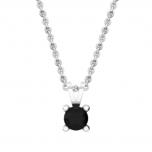 0.25 Carat (ctw) Sterling Silver Round Cut Black Diamond Ladies Solitaire Pendant (Chain Included) 1/4 CT