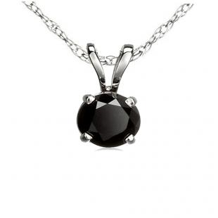 3.00 Carat (ctw) Sterling Silver Round Cut Black Diamond Ladies Solitaire Pendant (Chain Included) 3 CT