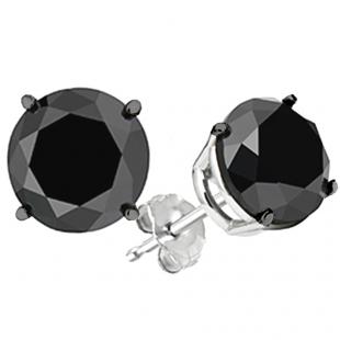 6.00 Carat (ctw) 10K White Gold Round Cut Black Diamond Ladies Stud Earrings