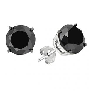 3.00 Carat (ctw) 14K White Gold Round Cut Black Diamond Ladies Stud Earrings