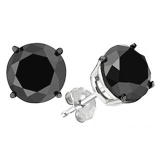5.00 Carat (ctw) 18K White Gold Round Cut Black Diamond Ladies Stud Earrings