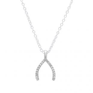 0.25 Carat (ctw) 14K White Gold Round Cut White Diamond Ladies Fashion Wishbone Necklace Pendant 1/4 CT