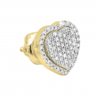 0.18 CT Round White Diamond Heart Shape (1Pc Only) Stud Earring for Women in 10K Yellow Gold in Screw Back