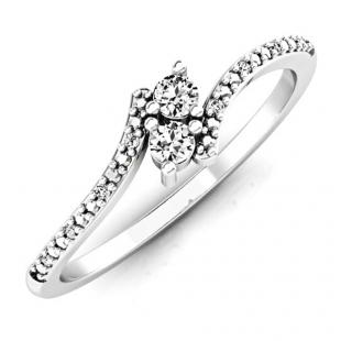 0.30 Carat (ctw) 10K White Gold Round White Diamond Ladies Forever Together Two Stone Bypass Style Swirl Bridal Engagement Ring 1/3 CT