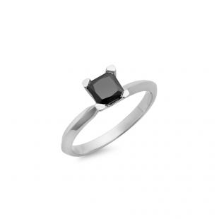 0.25 Carat (Ctw) Sterling Silver Princess Cut Black Diamond Ladies Solitaire Bridal Engagement Ring 1/4 CT