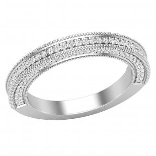 0.55 Carat (ctw) Round White Diamond Ladies Vintage Style Wedding Band 1/2 CT 10K White Gold