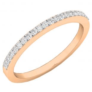 0.14 Carat (ctw) 10K Rose Gold Round White Diamond Ladies Wedding Band Guard Ring