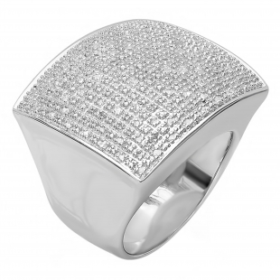 0.45 Carat (ctw) Platinum Plated Sterling Silver Fancy Design Round Diamond Men's Flashy Micropave Hip Hop Iced Pinky Wedding Band 1/2 CT