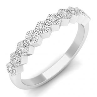 0.25 Carat (ctw) 18K White Gold Round Cut White Diamond Ladies Bridal Stackable Anniversary Wedding Band 1/4 CT