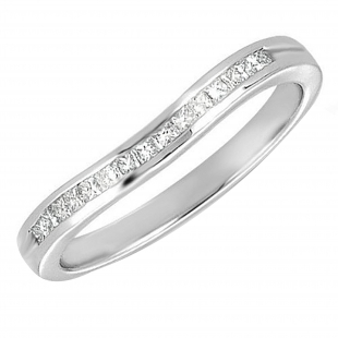 Princess Cubic Zirconia Anniversary Wedding Band Guard Ring for Ladies (0.38 ctw Color White Clairty Clean) in 925 Sterling Silver