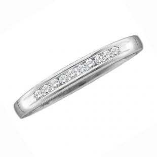 0.08 Carat (ctw) 14K White Gold Round Cut White Diamond Ladies Channel Set Anniversary Wedding Stackable Band 1/10 CT