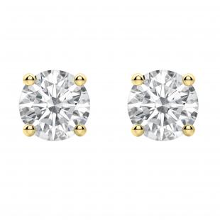 2.00 Carat (ctw) Round Moissanite Ladies Solitaire Fashion Stud Earrings 10K Yellow Gold