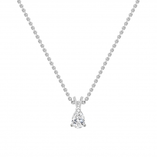 0.50 Cttw Pear Cut Solitaire Cubic Zirconia Classic Pendant with 18 inch Silver Chain, 925 Sterling Silver