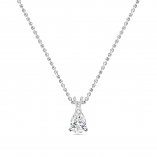 1.00 Cttw Pear Cut Solitaire Cubic Zirconia Classic Pendant with 18 inch Silver Chain, 925 Sterling Silver