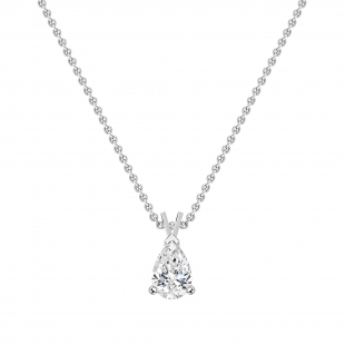 1.50 Cttw Pear Cut Solitaire Cubic Zirconia Classic Pendant with 18 inch Silver Chain, 925 Sterling Silver