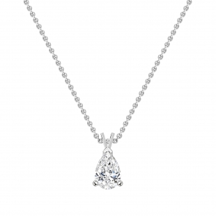 2.00 Cttw Pear Cut Solitaire Cubic Zirconia Classic Pendant with 18 inch Silver Chain, 925 Sterling Silver