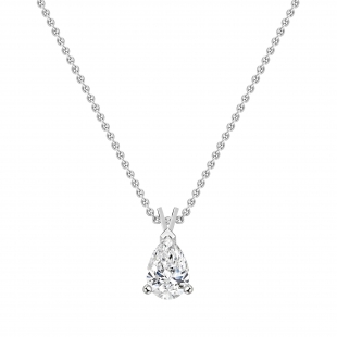 3.00 Cttw Pear Cut Solitaire Cubic Zirconia Classic Pendant with 18 inch Silver Chain, 925 Sterling Silver