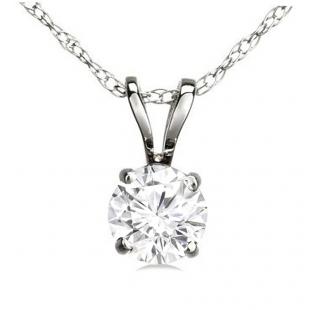 IGI CERTIFIED 0.40 Carat (ctw) 14K White Gold Round Cut White Diamond Ladies Solitaire Pendant