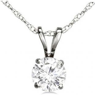 IGI CERTIFIED 1.00 Carat (ctw) 14K White Gold Round Cut White Diamond Ladies Solitaire Pendant
