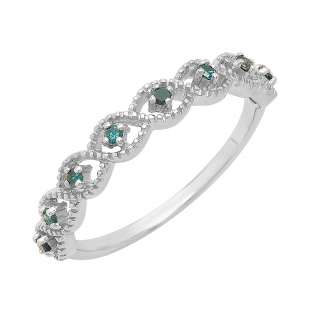 0.10 Carat (ctw) Sterling Silver Round Blue Diamond Ladies Anniversary Wedding Stackable Band Ring 1/10 CT