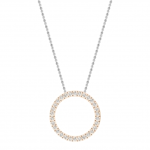 0.25 Carat (ctw) 10K Rose Gold Round Cut White Diamond Ladies Circle Pendant (Silver Chain Included) 1/4 CT