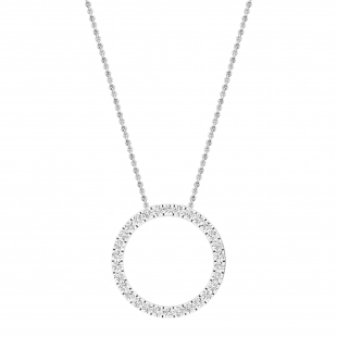 0.25 Carat (ctw) 10K White Gold Round Cut White Diamond Ladies Circle Pendant (Silver Chain Included) 1/4 CT