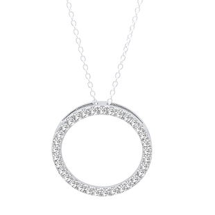 0.33 Carat (ctw) 10K White Gold Round Cut White Diamond Ladies Circle Pendant (Silver Chain Included) 1/3 CT