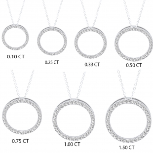 0.50 Carat (ctw) 10K White Gold Round Cut White Diamond Ladies Circle Pendant (Silver Chain Included) 1/2 CT