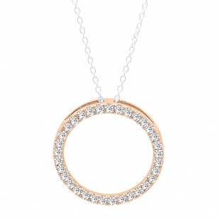 0.50 Carat (ctw) 14K Rose Gold Round Cut White Diamond Ladies Circle Pendant (Silver Chain Included) 1/2 CT