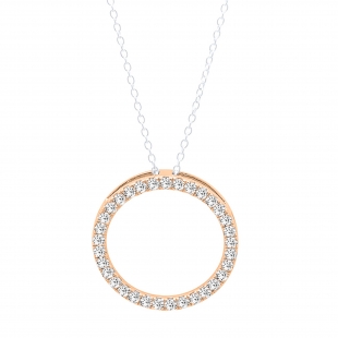 0.25 Carat (ctw) 18K Rose Gold Round Cut White Diamond Ladies Circle Pendant (Silver Chain Included) 1/4 CT