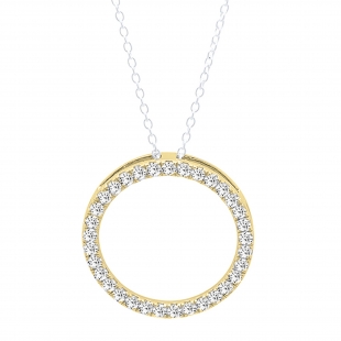 0.50 Carat (ctw) 18K Yellow Gold Round Cut White Diamond Ladies Circle Pendant (Silver Chain Included) 1/2 CT