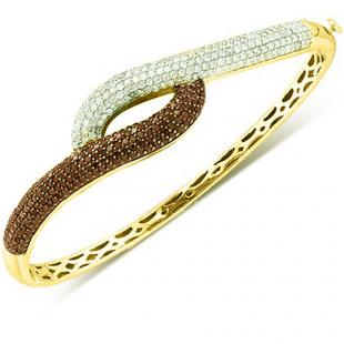 3.00 Carat (ctw) 14K Yellow Gold Round White & Red Diamond Ladies Fashion Bangle Bracelet 3 CT