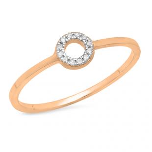0.05 Carat (ctw) 14K Rose Gold Round Cut White Diamond Ladies Bridal Engagement Circle Ring