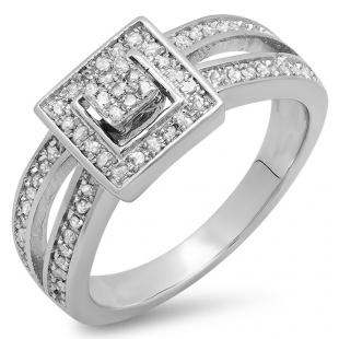 0.25 Carat (ctw) Sterling Silver Round White Diamond Ladies Bridal Split Shank Engagement Ring 1/4 CT