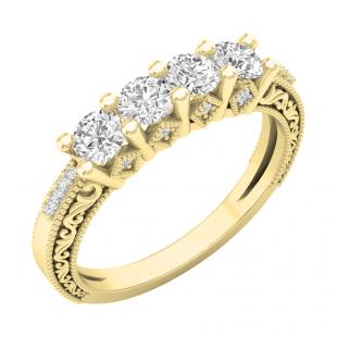 0.80 Carat (ctw) 18K Yellow Gold Round Diamond Ladies Anniversary Wedding Stackable Band Ring 3/4 CT