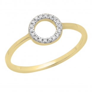 0.10 Carat (ctw) 10K Yellow Gold Round Cut White Diamond Ladies Bridal Engagement Ring 1/10 CT
