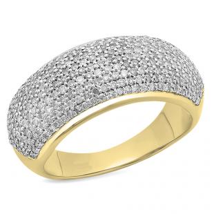 1.10 Carat (ctw) 18K Yellow Gold Round Diamond Anniversary Wedding Band Ring 1 CT
