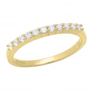 0.24 Carat (ctw) 18K Yellow Gold Round Diamond Anniversary Wedding Ring Stackable Band 1/4 CT