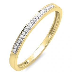 0.06 Carat (ctw) 10K Yellow Gold Round Diamond Ring Wedding Anniversary Stackable Band