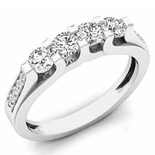 0.55 Carat (ctw) 14k White Gold Round Cut White Diamond Ladies Anniversary Wedding Stackable Band