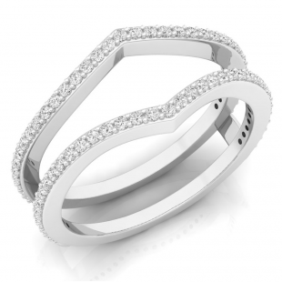 0.40 Carat (ctw) 18K White Gold Round Diamond Ladies Anniversary Wedding Band Enhancer Guard Double Ring