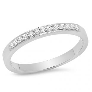 0.15 Carat (ctw) 10K White Gold Round White Diamond Ladies Anniversary Wedding Stackable Ring Band