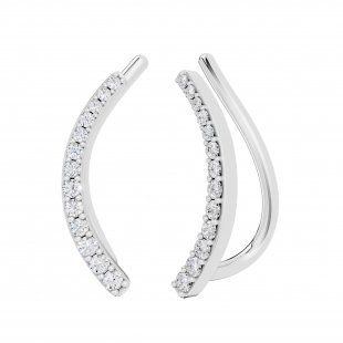 0.15 Carat (ctw) Sterling Silver Round Cut White Diamond Ladies Crawler Climber Earrings